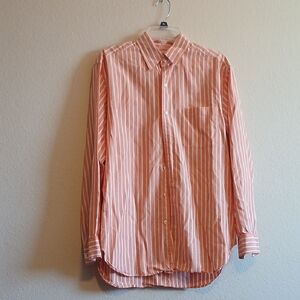 Pusser's West Indies Cotton/Silk Men's LS Striped Orange Shirt  Size M